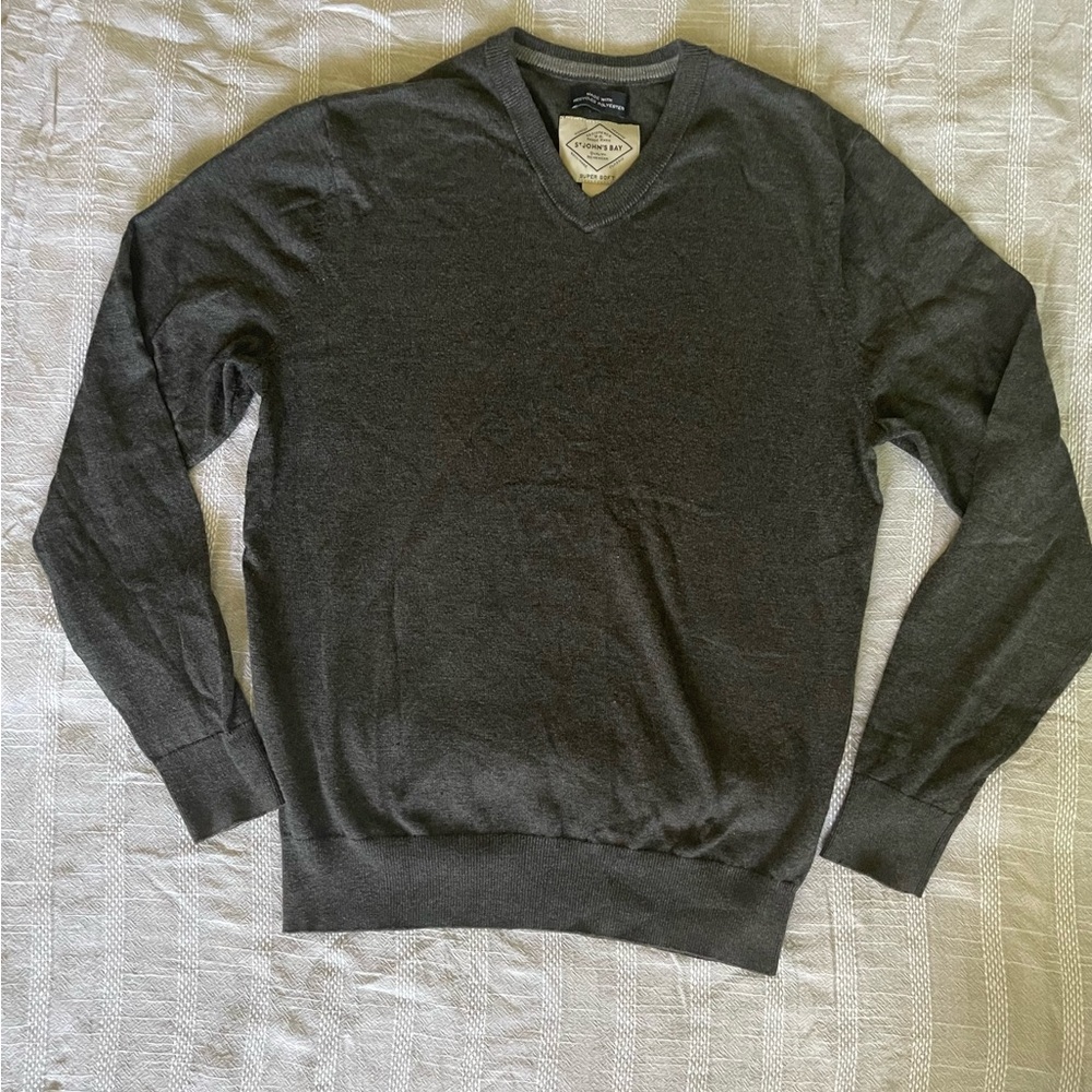 St. John's Bay Men's V-Neck Sweater - Charcoal Gray